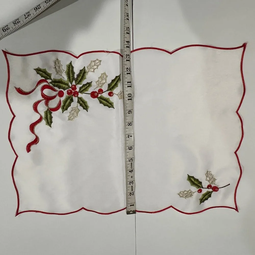 Set of 2 Christmas Silk Embroider‎ Placemat.